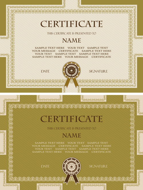 Golden template certificate design vector 05