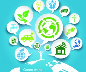 Green ecology concept paper vector material 04