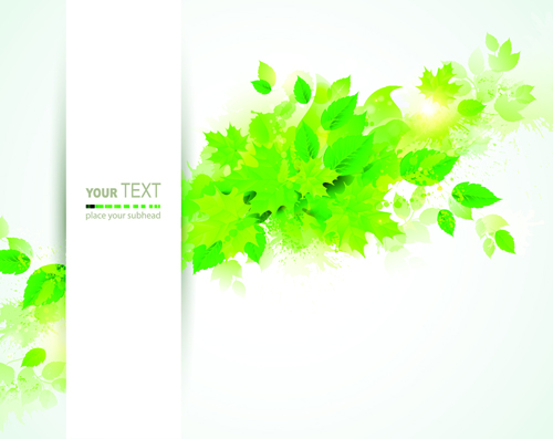 Green leaves with grunge background graphics vector 02