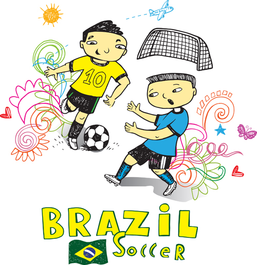 Hand drawn brazil elements vector material 01