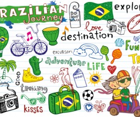 Hand drawn brazil elements vector material 02