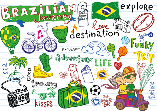 Hand drawn brazil elements vector material 02