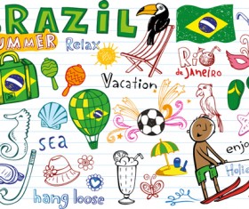 Hand drawn brazil elements vector material 03