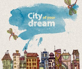 Hand drawn dreams city design vector 01