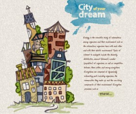 Hand drawn dreams city design vector 03