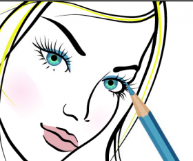 Hand drawn girl makeup vector