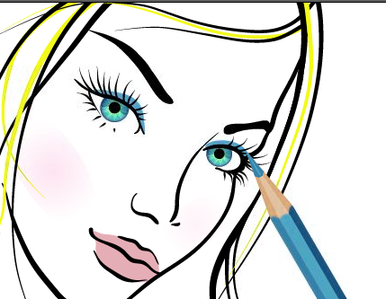 Hand drawn girl makeup vector