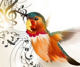 Hand drawn hummingbird vector material 01