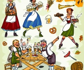 Hand drawn oktoberfest and people vector 01