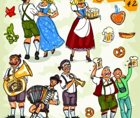 Hand drawn oktoberfest and people vector 02