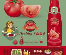 Healthy food tomato creative poster vector