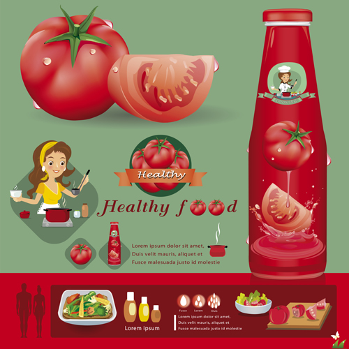 Healthy food tomato creative poster vector