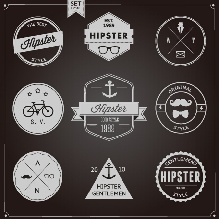 Hipster style badges and labels vector graphics 03