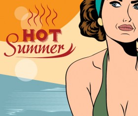Hot summer sexy woman vector background 02