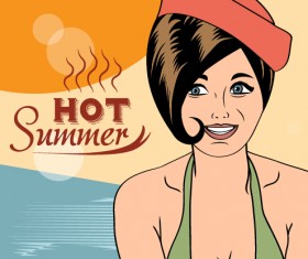 Hot summer sexy woman vector background 03