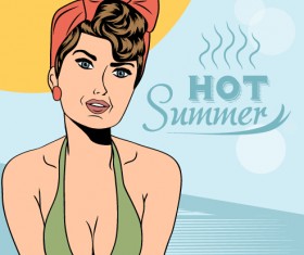 Hot summer sexy woman vector background 04