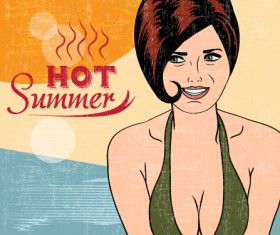 Hot summer sexy woman vector background 05