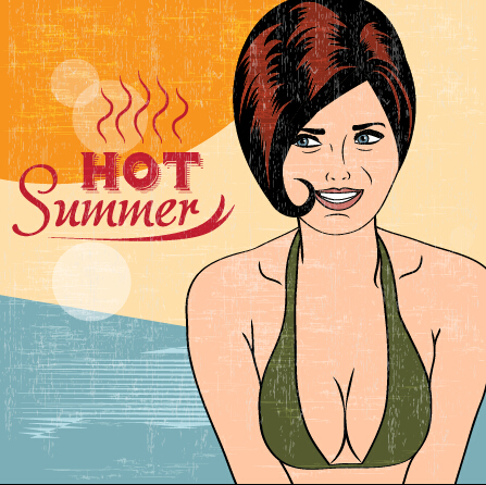 Hot summer sexy woman vector background 05