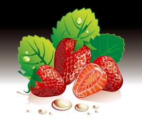 Juicy fresh strawberries set vector 02