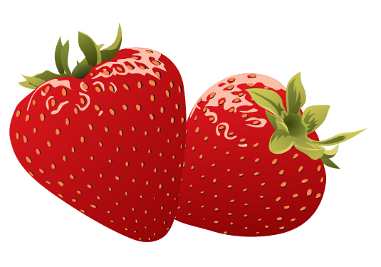 Juicy fresh strawberries set vector 04