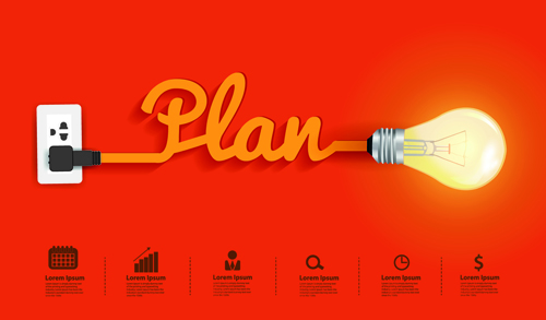 Light bulb business idea vector template 01