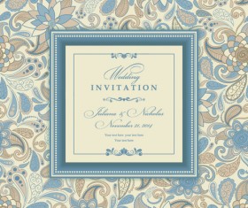 Light color floral wedding invitations vector 01