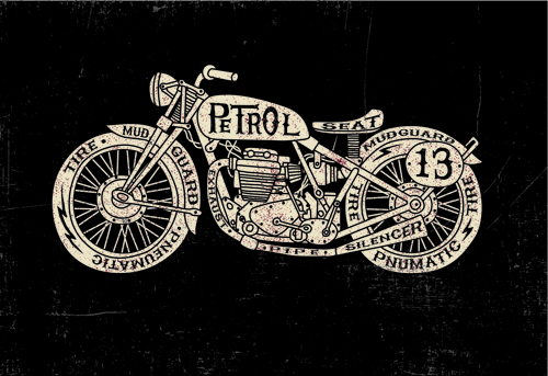 Motorcycle retro posters creative vector graphics 03