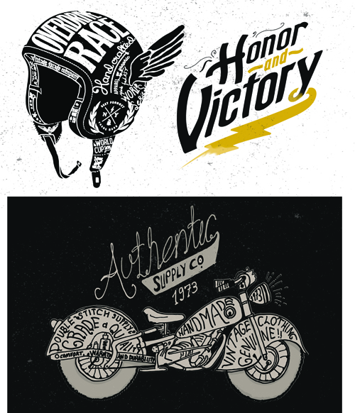 Motorcycle retro posters creative vector graphics 04