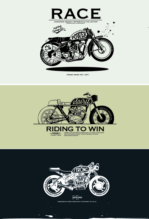 Motorcycle retro posters creative vector graphics 06
