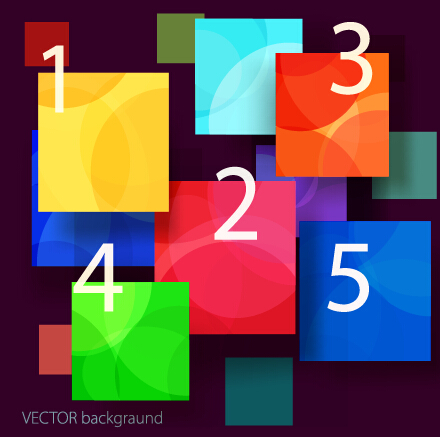 Multicolor squares and number background vector
