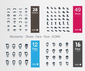 Mustache - Shoes - Face icons vector