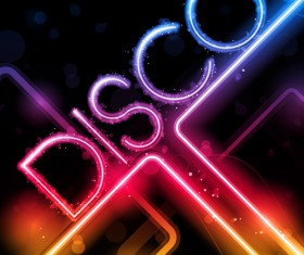 Neon disco music party flyers design vector 01