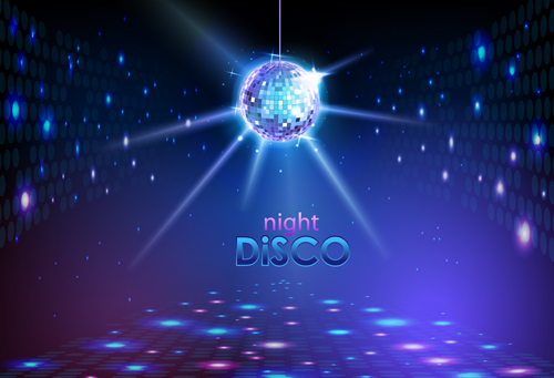 Neon disco music party flyers design vector 03