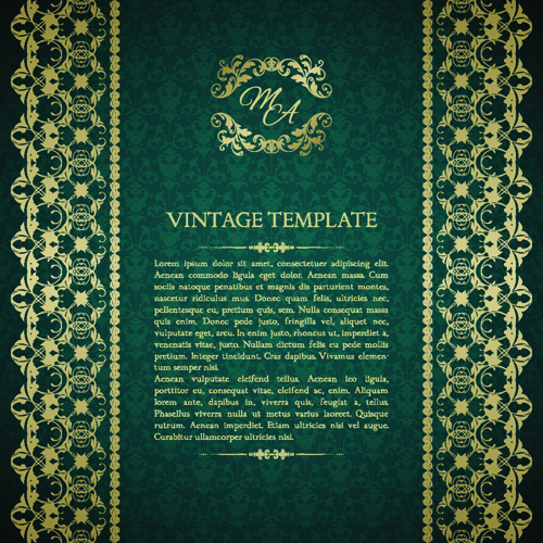 Ornate vintage template background vector 01