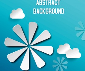 Paper cut cloud and floral vector background