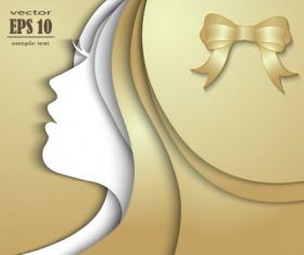 Paper girl portrait background vector 01