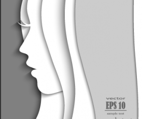 Paper girl portrait background vector 02