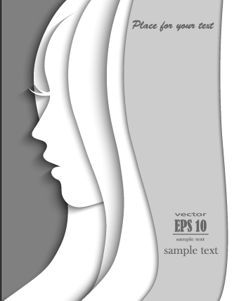 Paper girl portrait background vector 02