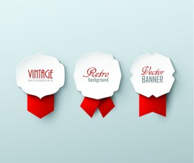 Paper labels and red ribbon vector 01