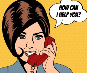 Phone call woman vector material 01