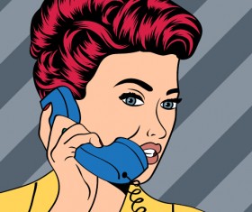Phone call woman vector material 02