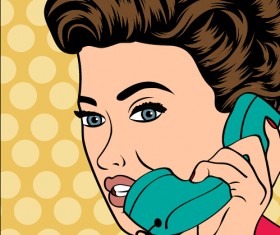 Phone call woman vector material 03