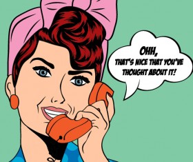 Phone call woman vector material 04