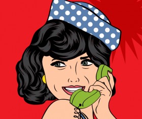 Phone call woman vector material 05