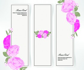 Pink rose banner vector material 02