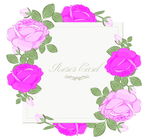 Pink rose with card vector design graphic 01