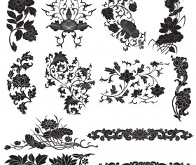 Plant flourish decorative elements vector 01