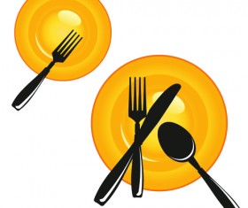 Plate and cutlery creative vector set 01
