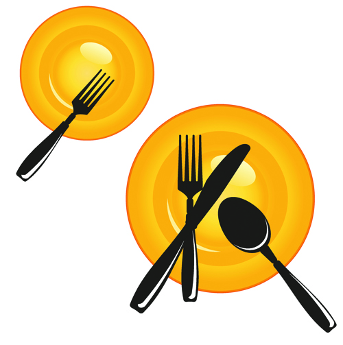 Plate and cutlery creative vector set 01