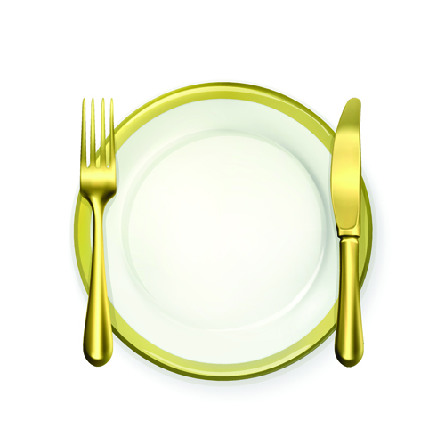 Plate and cutlery creative vector set 03
